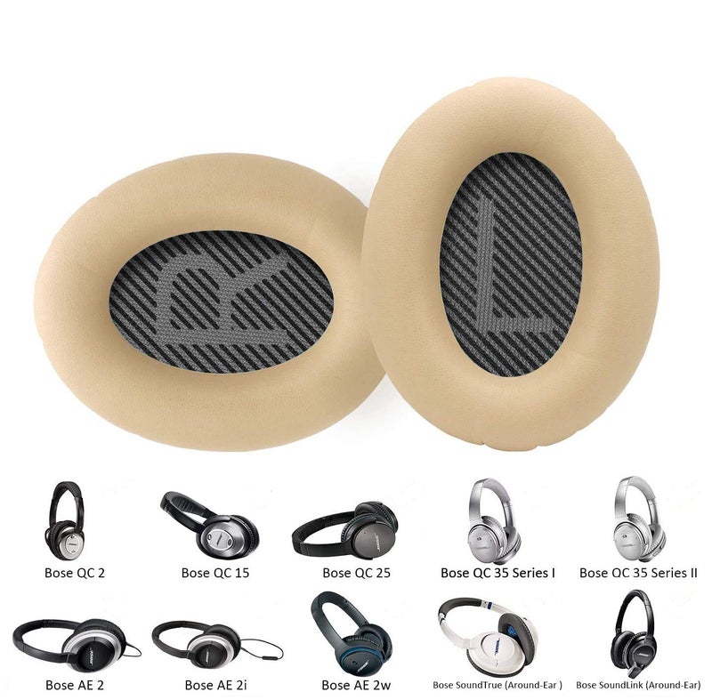 Luckvan Replacement Ear Pads for Bose Headphone Ear Cups for QuietComfort 15 25 35 QC2 Bose QC15 QC25 QC35,QC35II AE2,AE2i, AE2w, SoundTrue, SoundLink(Around-Ear) Headphones (Apricot) - Image 4